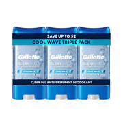 Gillette clear gel front packaging showing brand and 72hr benefit