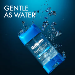 Gillette clear gel label and ingredients view showing product information benefit