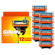 Gillette Fusion5 front packaging showing 12-count refills and value