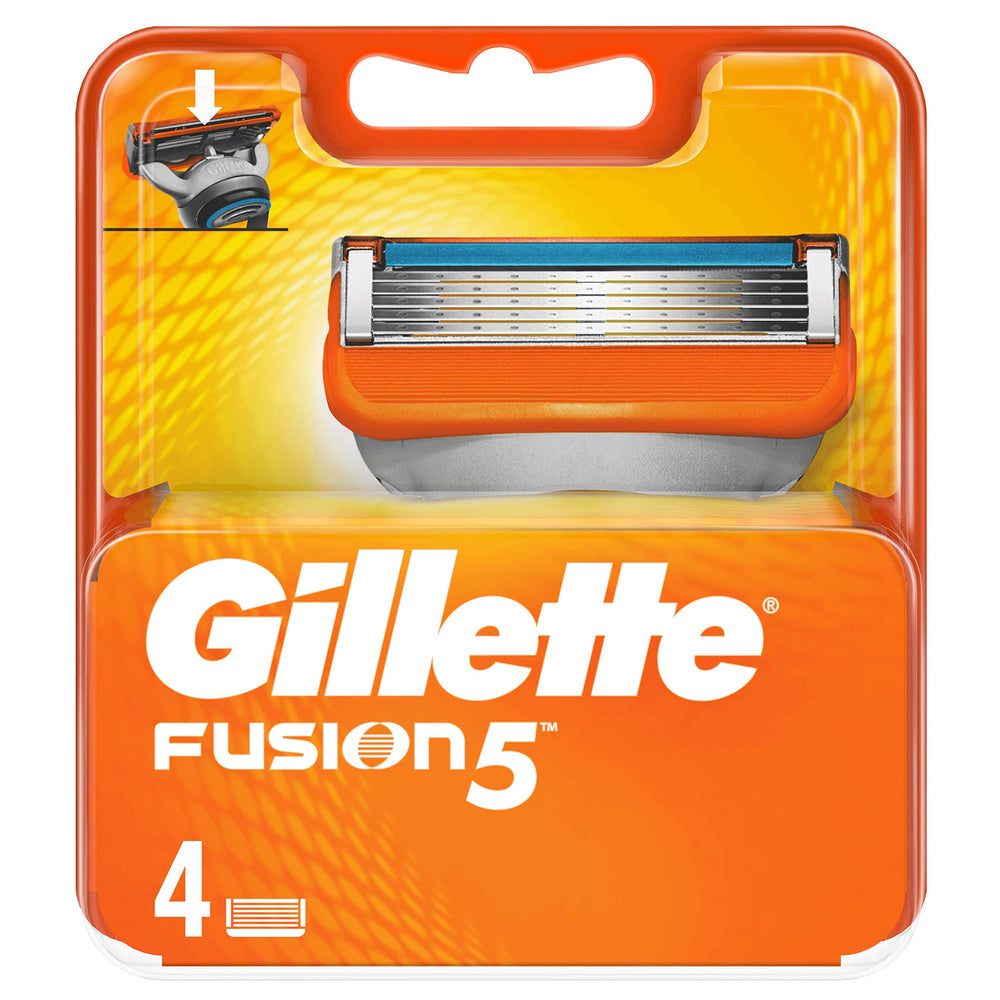 Gillette Fusion5 front packaging showing cartridge set and branding for reliable replacement