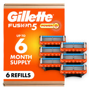 Gillette Fusion5 front packaging showing six cartridges and convenience