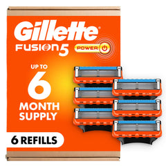 Gillette Fusion5 front packaging showing six cartridges and convenience