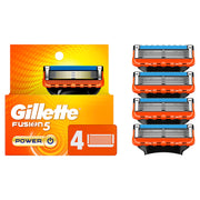 Gillette Fusion5 front packaging showing four refill cartridges and benefits