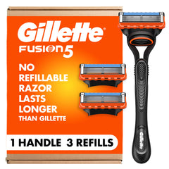 Gillette Fusion5 handle front view showing ergonomic grip and improved control