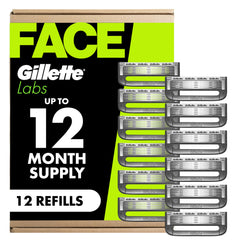 Gillette Labs front packaging showing 12-count refills and clear branding for easy restocking