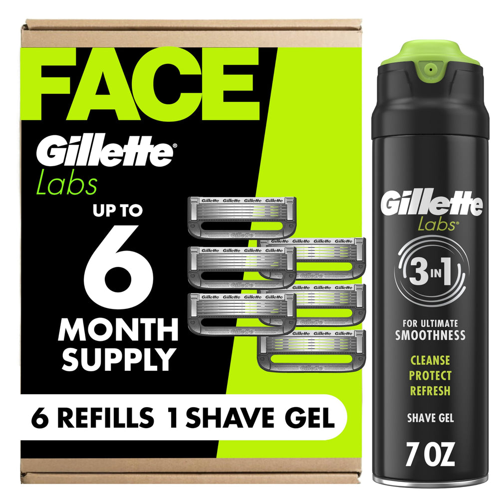 Gillette Labs front packaging showing refills and gel for easy identification and convenience