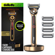 GilletteLabs Gold Edition handle front view showing premium finish and ergonomic grip benefit