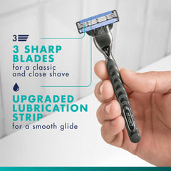 Close up of Gillette Mach3 blades highlighting sharp edges for consistent cutting