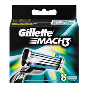 Gillette Mach3 front packaging showing 8 refills and convenience