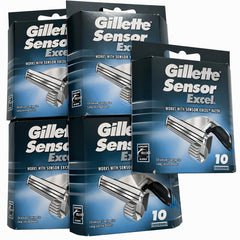 Gillette Sensor Excel front packaging showing 5x10 bulk bundle and convenience