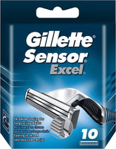 Gillette Sensor Excel front packaging showing 10 cartridges and clear branding for quick selection