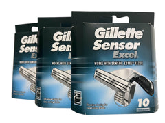 Gillette Sensor Excel front packaging showing cartridge count and benefit of value pack