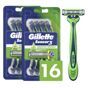 Gillette Sensor3 front packaging showing product and count, highlights convenience