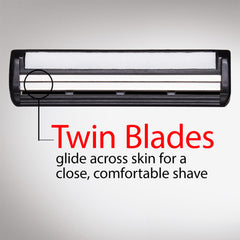 Close-up of a Gillette TRAC II Plus cartridge highlighting blade spacing for smoother cuts