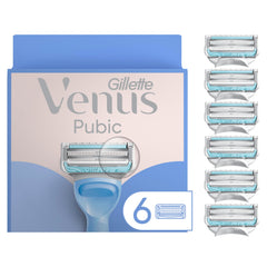 Gillette Venus front packaging showing six refill blades and benefits