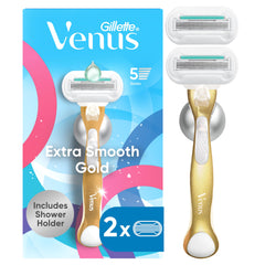 Gillette Venus gold handle front view showing ergonomic shape and control