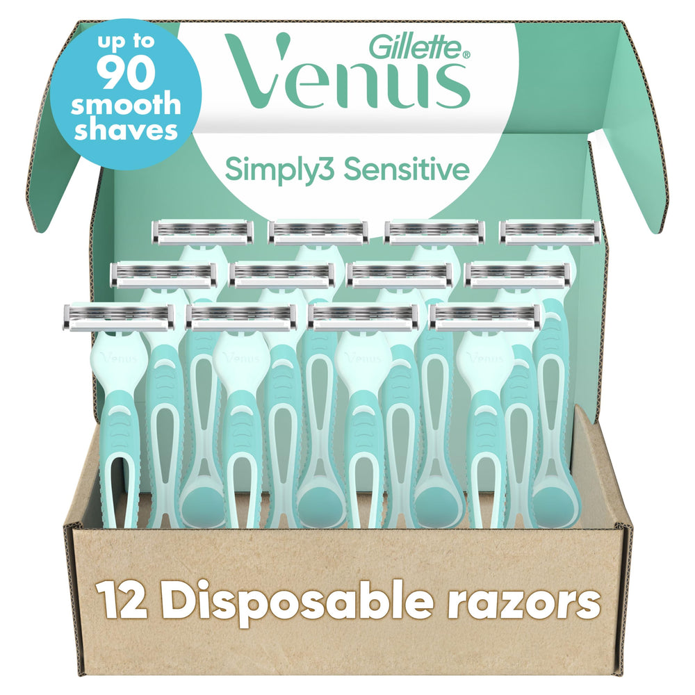 Gillette Venus front packaging showing 12 count for value and convenience