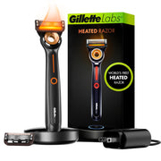 GilletteLabs heated razor front view showing premium handle for comfortable grip