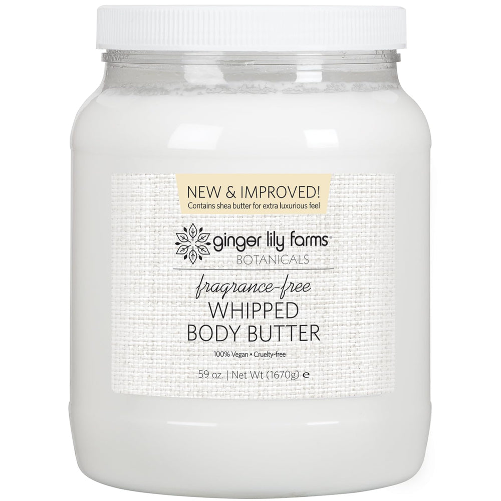 Ginger Lily Farms front jar showing 59oz tub and clean packaging benefit