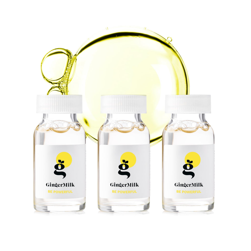 Ginger Milk front packaging showing ampoules and benefits