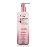 GIOVANNI front bottle view showing macadamia conditioner and easy pump benefit