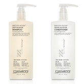 GIOVANNI front packaging of 24 oz shampoo and conditioner showing full set benefits