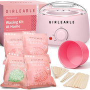 GIRLEARLE front view wax warmer kit showing complete set and quick setup benefit