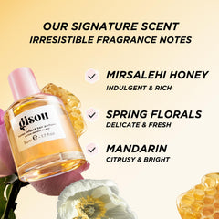 Close-up of Gisou label highlighting brand and ingredient transparency benefit