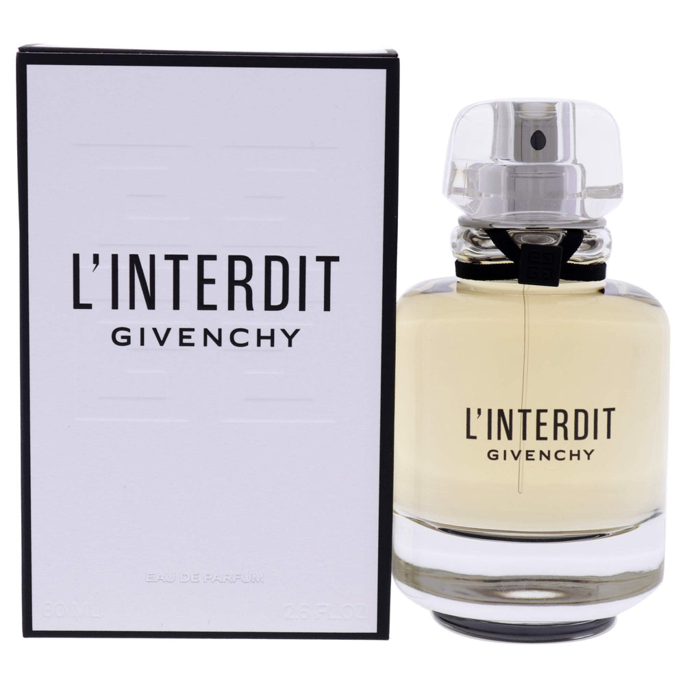 Givenchy L'Interdit front bottle showing elegant glass and label, highlighting luxury