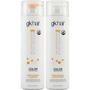 GK HAIR front packaging showing large 33.8 oz bottles and benefits