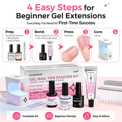 Glamonade 504 gel tips spread in rows for easy size selection