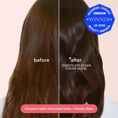 glaze applying gloss to dark brown hair for even pigment and sheen