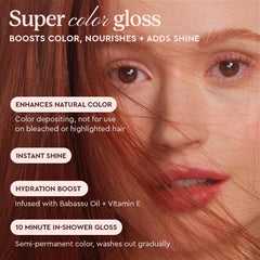 glaze applying gloss to a hair section for even color and smoothness benefit