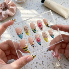 Gleamrain nails in hand to show medium almond size and comfortable fit
