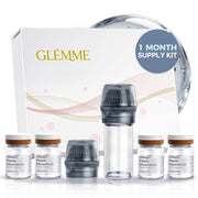 Glemme front packaging showing complete one-month kit and contents for easy routine
