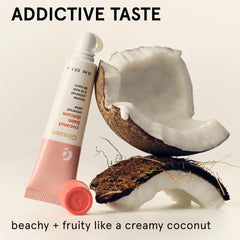 Glossier balm dotcom coconut ingredient close-up highlighting conditioning oils
