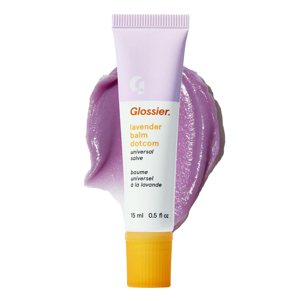 Glossier Balm Dotcom front tube showing packaging and compact design benefit