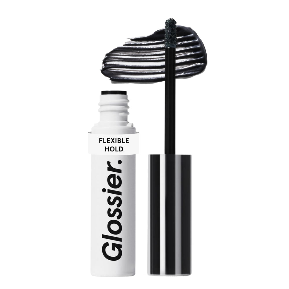 Glossier Boy Brow front compact showing sleek packaging and quick application benefit