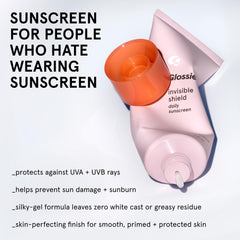 Glossier Invisible Shield tube cap and nozzle ready for precise dispensing benefit: easy controlled application