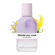 Glossier bottle front view showing design and brand, promotes clean aesthetic benefit