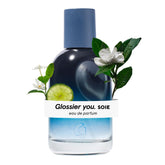 Glossier bottle front view showing label and minimalist design benefit: recognizability
