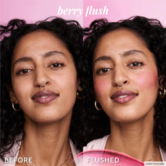 Glow Recipe berry flush on cheek model demonstrating natural buildable color