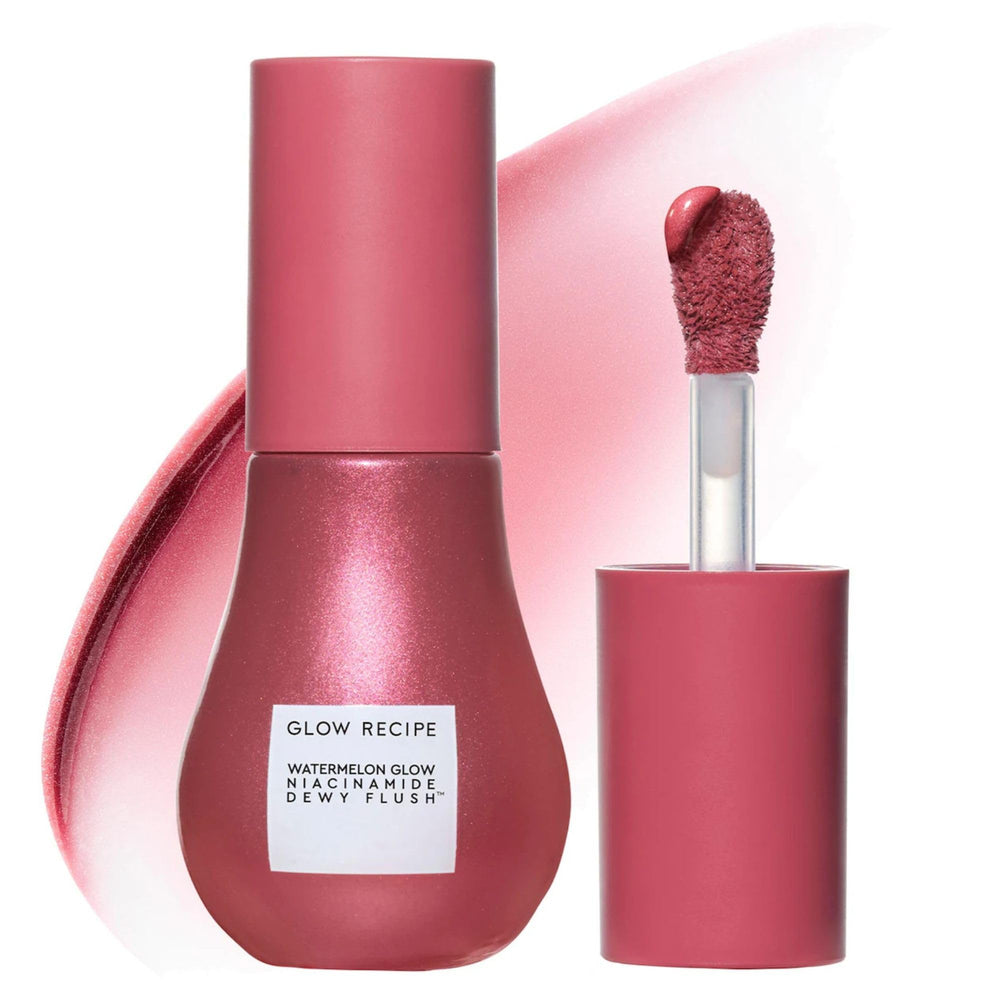 Glow Recipe front packaging shows dewy flush tube for easy identification and travel