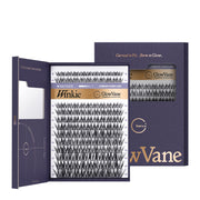 GlowVane packaging front view showing natural lash clusters benefit of organized storage