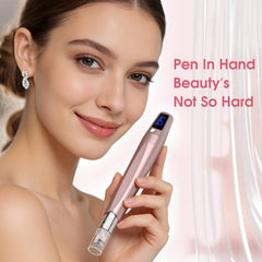 Goanpebl derma roller in use on cheek demonstrating gentle application