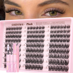 Goddvenus front packaging showing full plush lash clusters kit and contents