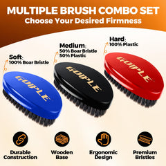Goiple brush bristles close-up highlighting three firmness options and durability