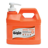 GOJO front label half-gallon pump bottle showing product benefit of heavy-duty cleaning