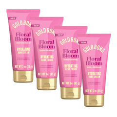 Gold Bond front packaging showing four 3 oz bottles and floral design for convenient hydration