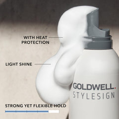 Goldwell styling showing root lift during blow-dry for fuller hair
